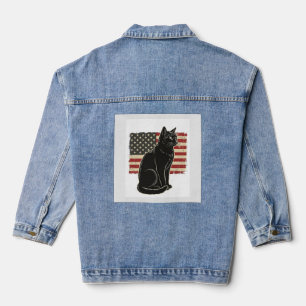 Vintage patriotische Katze Flagge Grafik T-Shirt D Jeansjacke