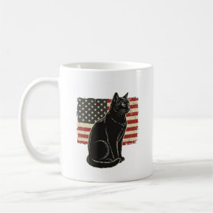 Vintage patriotische Katze Flagge Grafik T-Shirt D Kaffeetasse