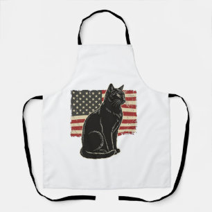 Vintage patriotische Katze Flagge Grafik T-Shirt D Schürze