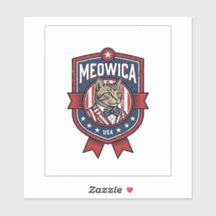 Vintage patriotische Katze Meowica USA-Shirt-Desig Aufkleber