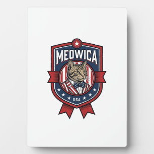 Vintage patriotische Katze Meowica USA-Shirt-Desig Fotoplatte