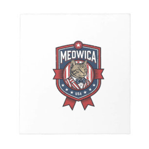 Vintage patriotische Katze Meowica USA-Shirt-Desig Notizblock