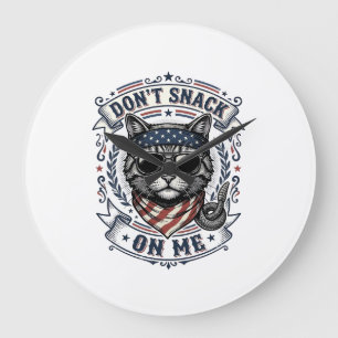 Vintage patriotische Katze Snack nicht auf mir Große Wanduhr