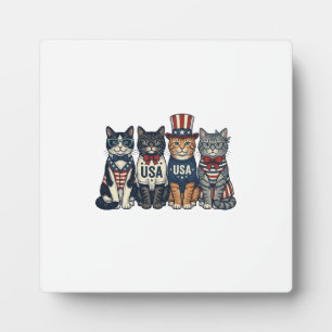 Vintage patriotische Katzen USA-Shirt-Design_1 Fotoplatte