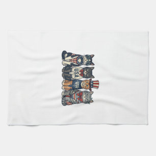 Vintage patriotische Katzen USA-Shirt-Design_1 Geschirrtuch