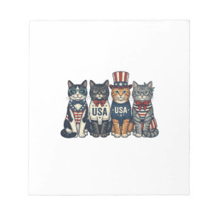 Vintage patriotische Katzen USA-Shirt-Design_1 Notizblock