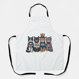 Vintage patriotische Katzen USA-Shirt-Design_1 Schürze