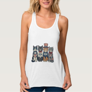 Vintage patriotische Katzen USA-Shirt-Design_1 Tank Top