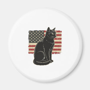 Vintage patriotische Katzenflagge Grafik T-Shirt D Magnet