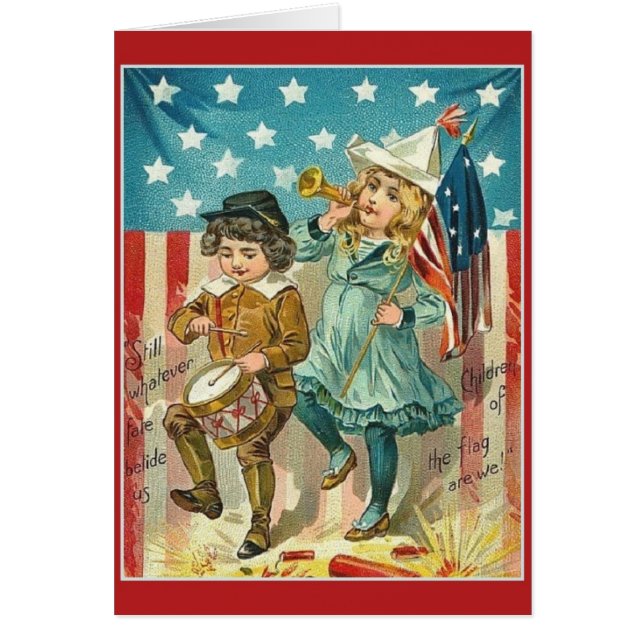 Vintage Patriotische Kinder-Flag-Karte (Vorne)