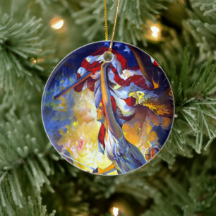 Vintage-patriotische Lady Liberty Amerikanische Fl Keramik Ornament