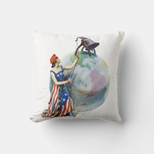 Vintage-patriotische Lady Liberty-Magazincover-Kun Kissen