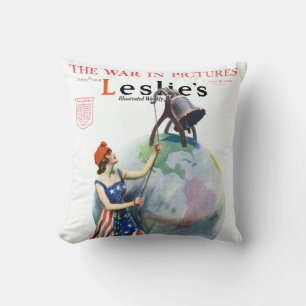 Vintage-patriotische Lady Liberty-Magazincover-Kun Kissen