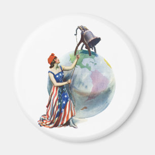 Vintage patriotische Lady Liberty-Magazincover-Kun Magnet