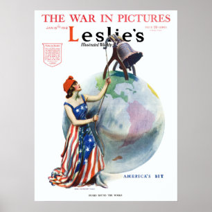 Vintage-patriotische Lady Liberty-Magazincover-Kun Poster