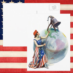 Vintage-patriotische Lady Liberty-Magazincover-Kun Postkarte