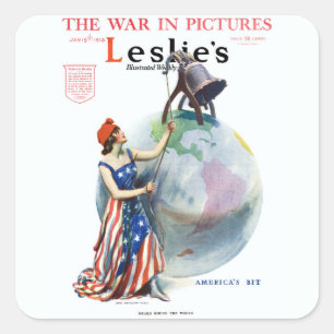Vintage patriotische Lady Liberty-Magazincover-Kun Quadratischer Aufkleber