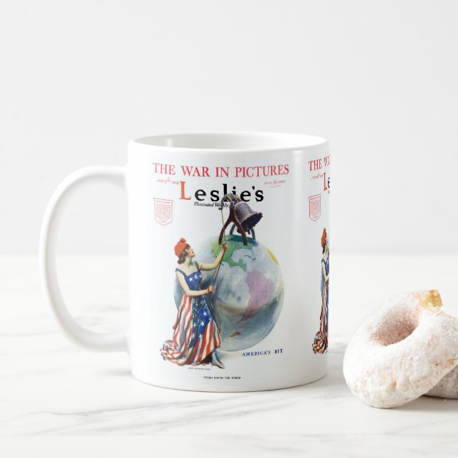 Vintage Patriotische Lady Liberty Magazine Cover A Kaffeetasse (Mit Donut)