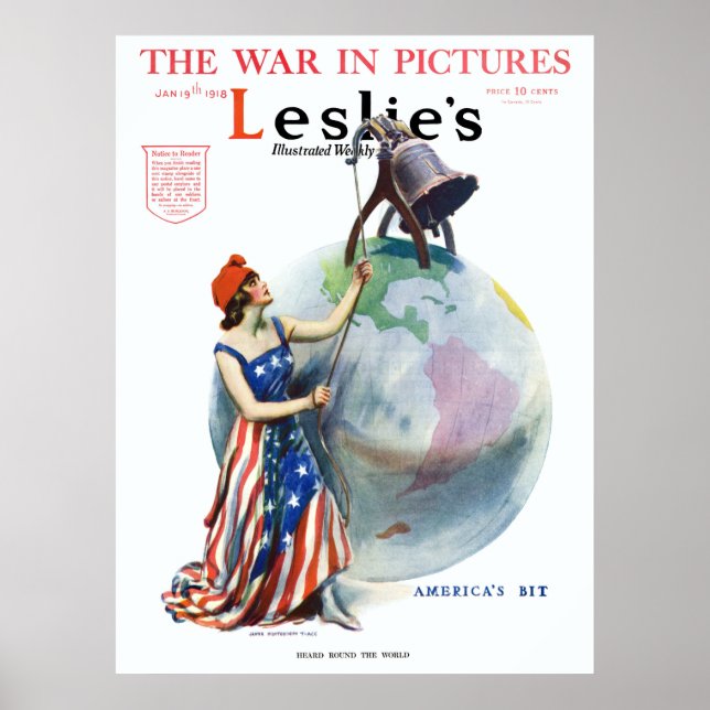 Vintage Patriotische Lady Liberty Magazine Cover A Poster (Vorne)