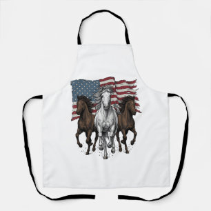 Vintage patriotische laufende Pferde Vektordesign_ Schürze