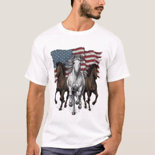 Vintage patriotische laufende Pferde Vektordesign_ T-Shirt