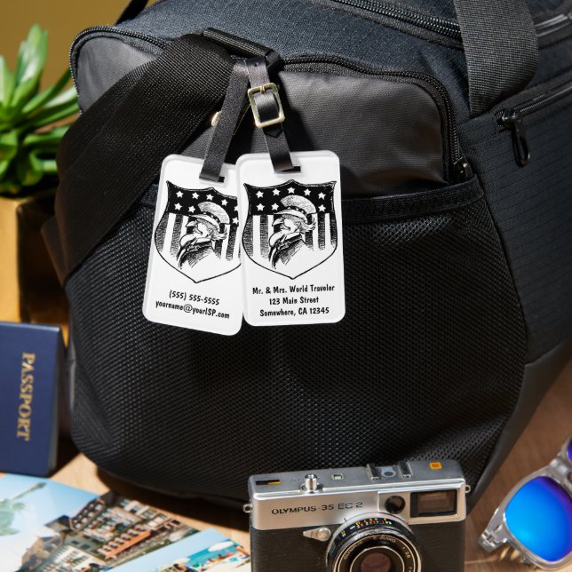 Vintage Patriotische Onkel Sam und amerikanische F Gepäckanhänger (Vorderseite & Rückseite)