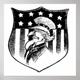 Vintage Patriotische Onkel Sam und amerikanische F Poster