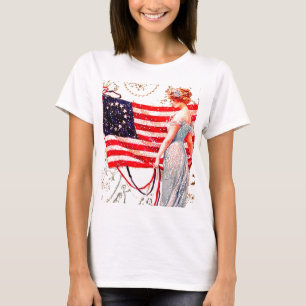 Vintage patriotische Postkarte Kunst T-Shirt