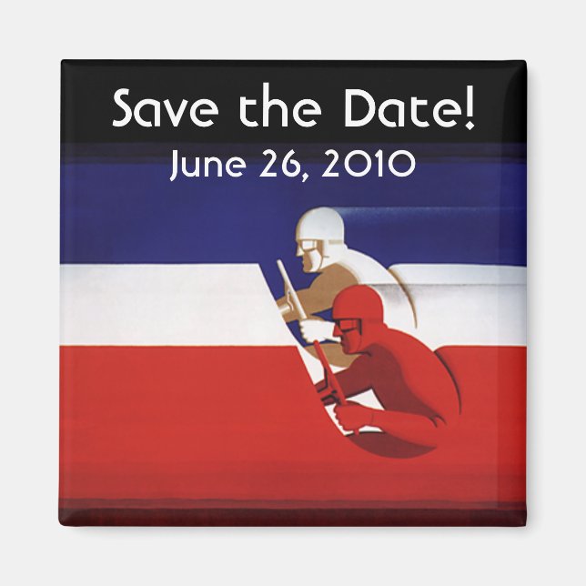 Vintage Patriotische Rennfahrer, Save the Date! Magnet (Vorne)