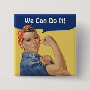 Vintage patriotische Rosie the Riveter, Wir schaff Button