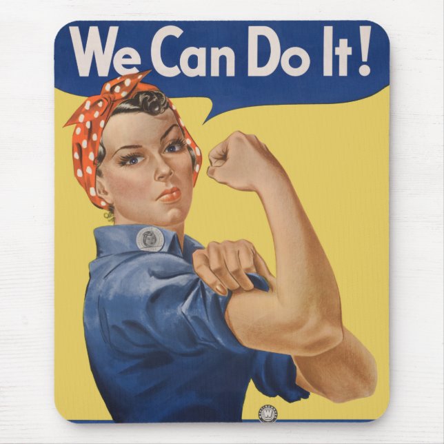 Vintage patriotische Rosie the Riveter, Wir schaff Mousepad (Vorne)