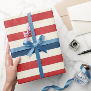 Vintage patriotische rote weiße blaue Streifen Geschenkpapier