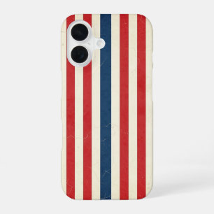 Vintage patriotische rote weiße blaue Streifen iPhone 16 Hülle