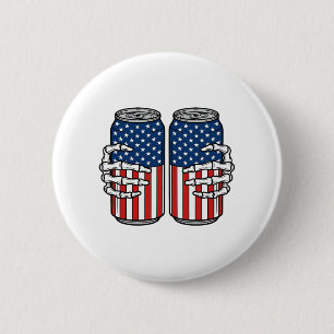 Vintage patriotische Skeletthände, die Dosen halte Button