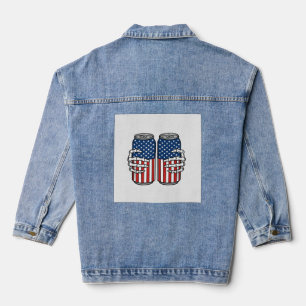 Vintage patriotische Skeletthände, die Dosen halte Jeansjacke