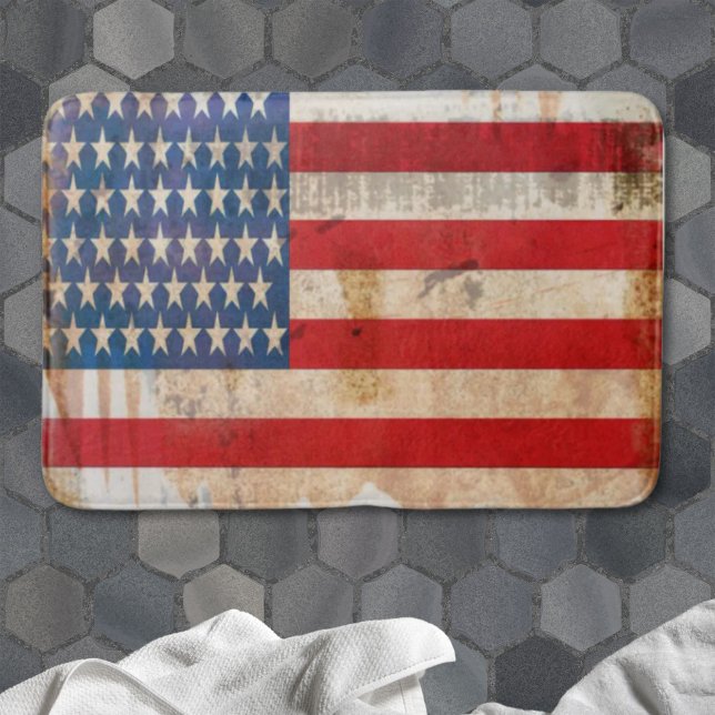 Vintage Patriotische Stars Stripes US-amerikanisch Badematte (Vintage Patriotic Stars Stripes USA American flag Bath Mat)