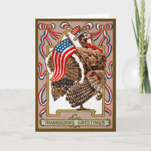 Vintage patriotische Türkei Erntedankfest Karte