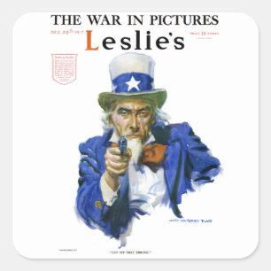Vintage-patriotische Uncle-Sam-Magazin-Cover-Kunst Quadratischer Aufkleber
