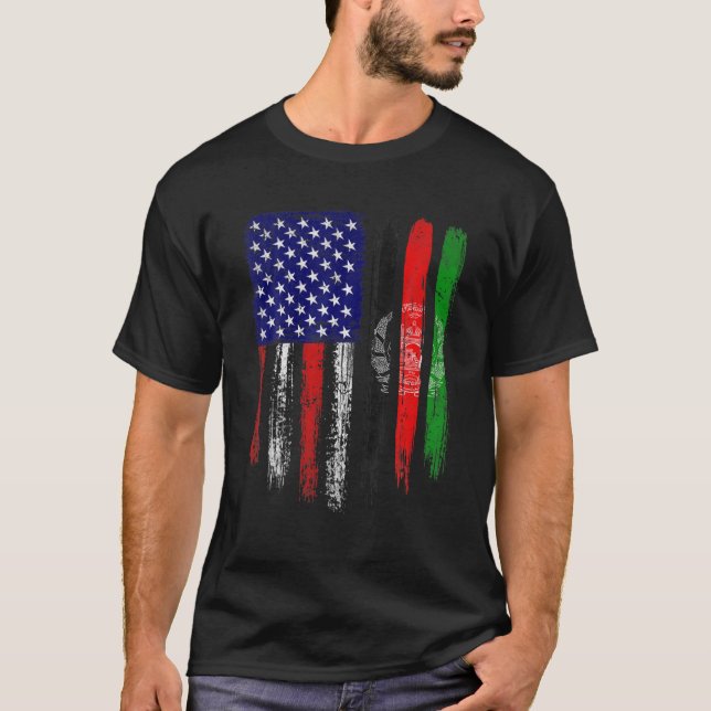 Vintage Patriotische USA-Afghanistan-Flagge beängs T-Shirt (Vorderseite)