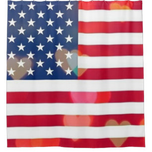 Vintage Patriotische USA Flag mit bunten Herzen Duschvorhang