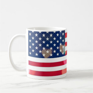Vintage Patriotische USA Flag mit bunten Herzen Kaffeetasse