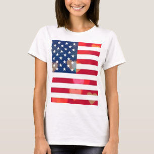 Vintage Patriotische USA Flag mit bunten Herzen T-Shirt