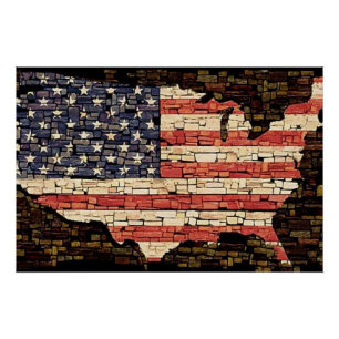Vintage Patriotische USA Flag Tiled US Flagge Poster
