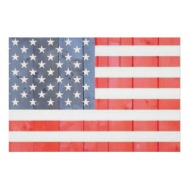 Vintage Patriotische USA-Flagge auf Holzzaun Poster