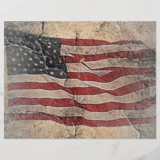 Vintage Patriotische USA-Flagge auf Steinmauer