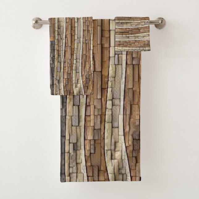 Vintage Patriotische USA-Flagge auf Steinmauer Badhandtuch Set (Insitu)