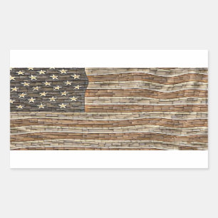 Vintage Patriotische USA-Flagge auf Steinmauer Rechteckiger Aufkleber