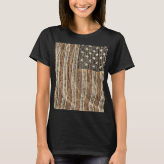 Vintage patriotische USA-Flagge auf Steinmauer T-Shirt