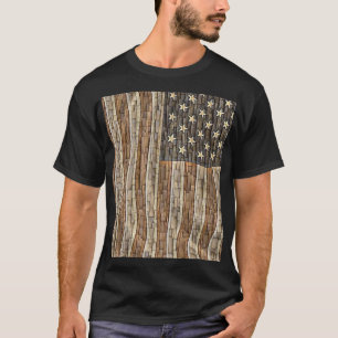 Vintage Patriotische USA-Flagge auf Steinmauer T-Shirt