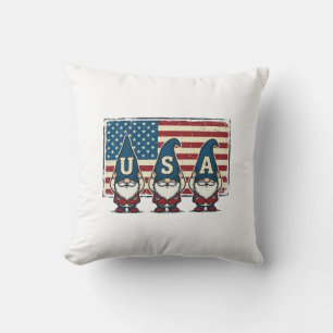 Vintage patriotische USA Gnome weiße Hemd Design_1 Kissen